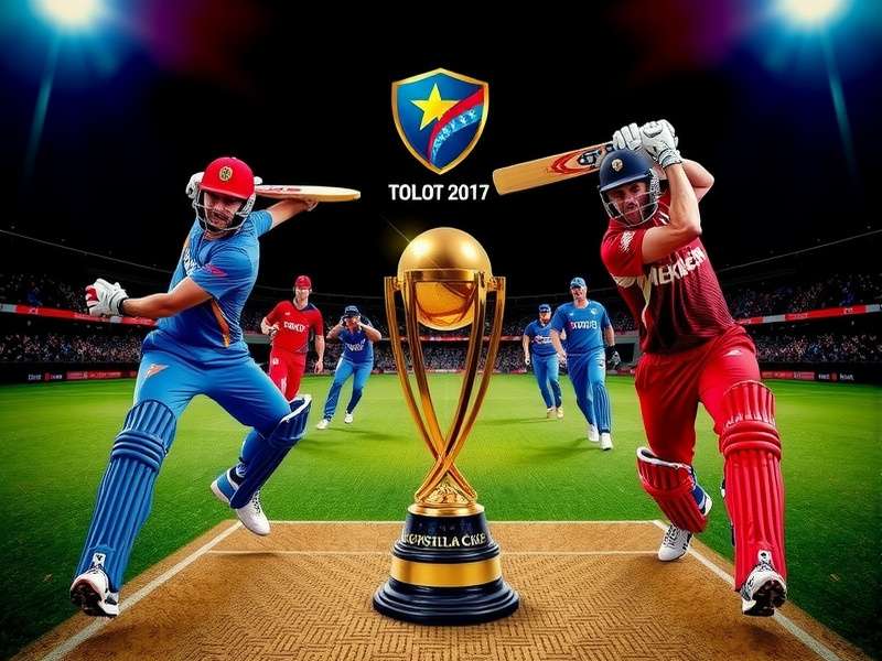 T20 World Cup trophy on a cricket pitch with stumps in background