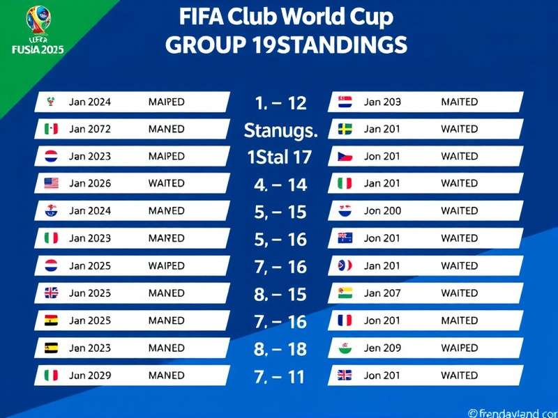 Dynamic graphic of 2025 FIFA Club World Cup groups and team logos