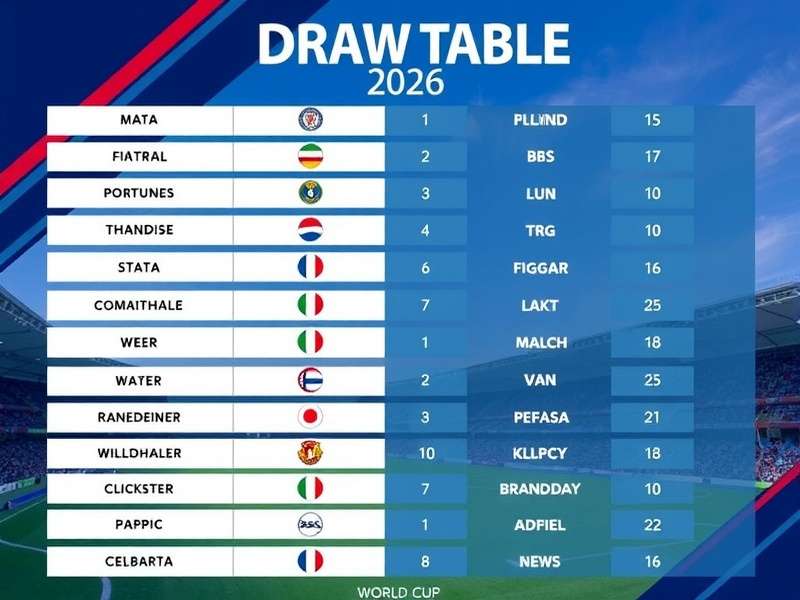 Visual representation of 2026 World Cup groups draw table with flags