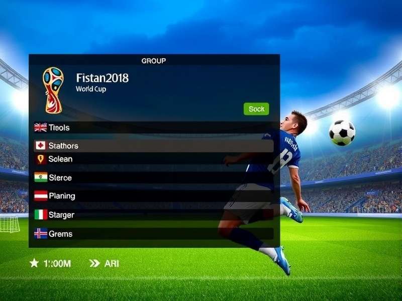 Football on pitch with World Cup trophy in background