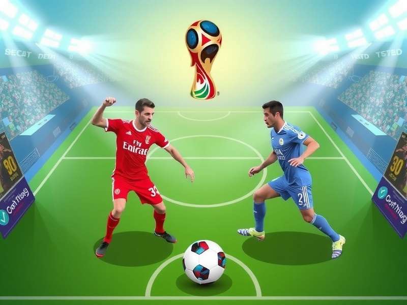 Iconic World Cup match moment with players celebrating