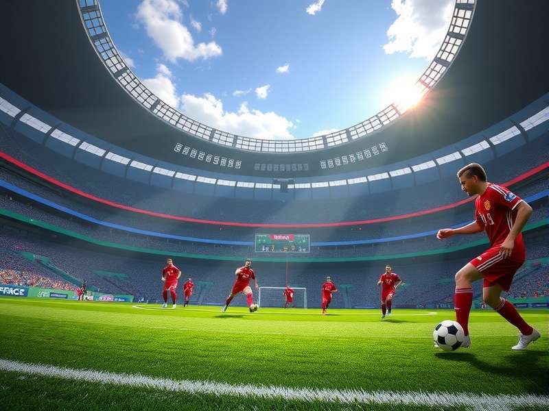 World Cup group stage match with players competing for the ball