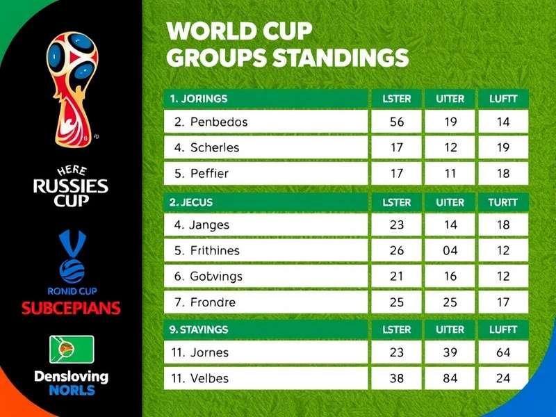 World Cup groups standings chart showing team rankings