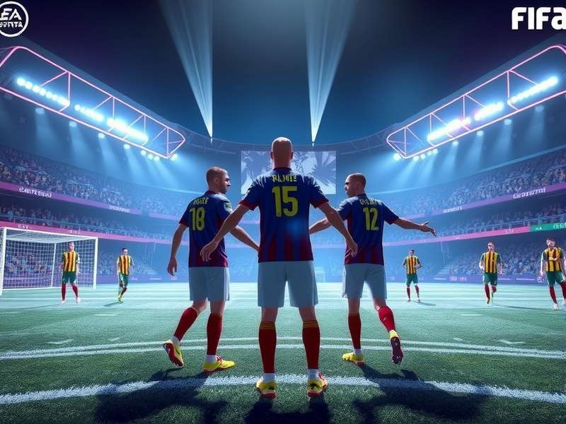 FIFA World Cup groups draw ceremony with national flags and trophy