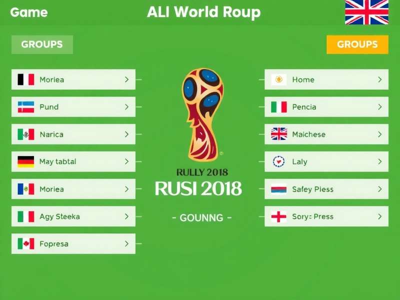 Football stadium with groups visualization overlay showing world cup groups structure