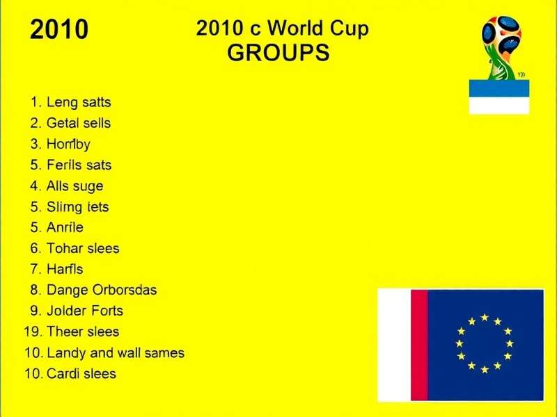 2010 World Cup Groups overview showing all 8 groups with team flags and key stats