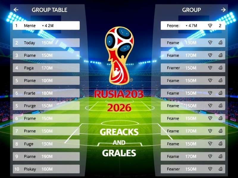 2026 FIFA World Cup groups overview with football and stadium background