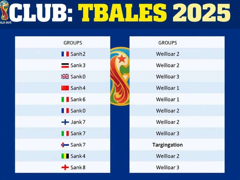 Club World Cup 2025 tournament banner showing 32 teams across 8 groups hosted in USA