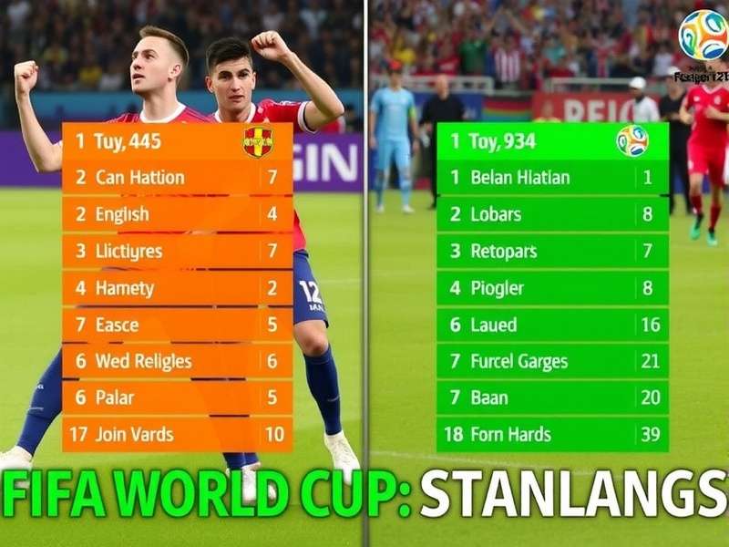 FIFA World Cup group stage standings overview with football and stadium