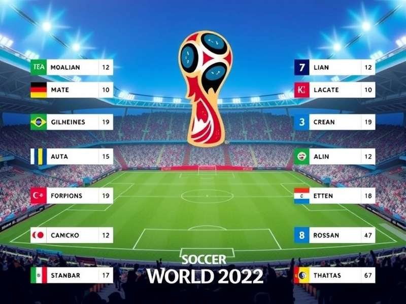 FIFA World Cup 2022 Groups Overview with stadiums and team flags