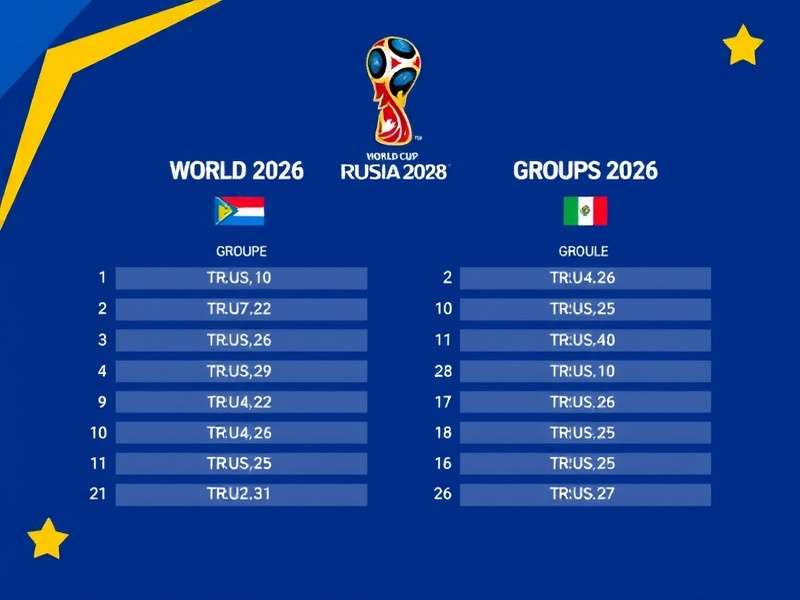 2026 FIFA World Cup groups overview with football and stadium background